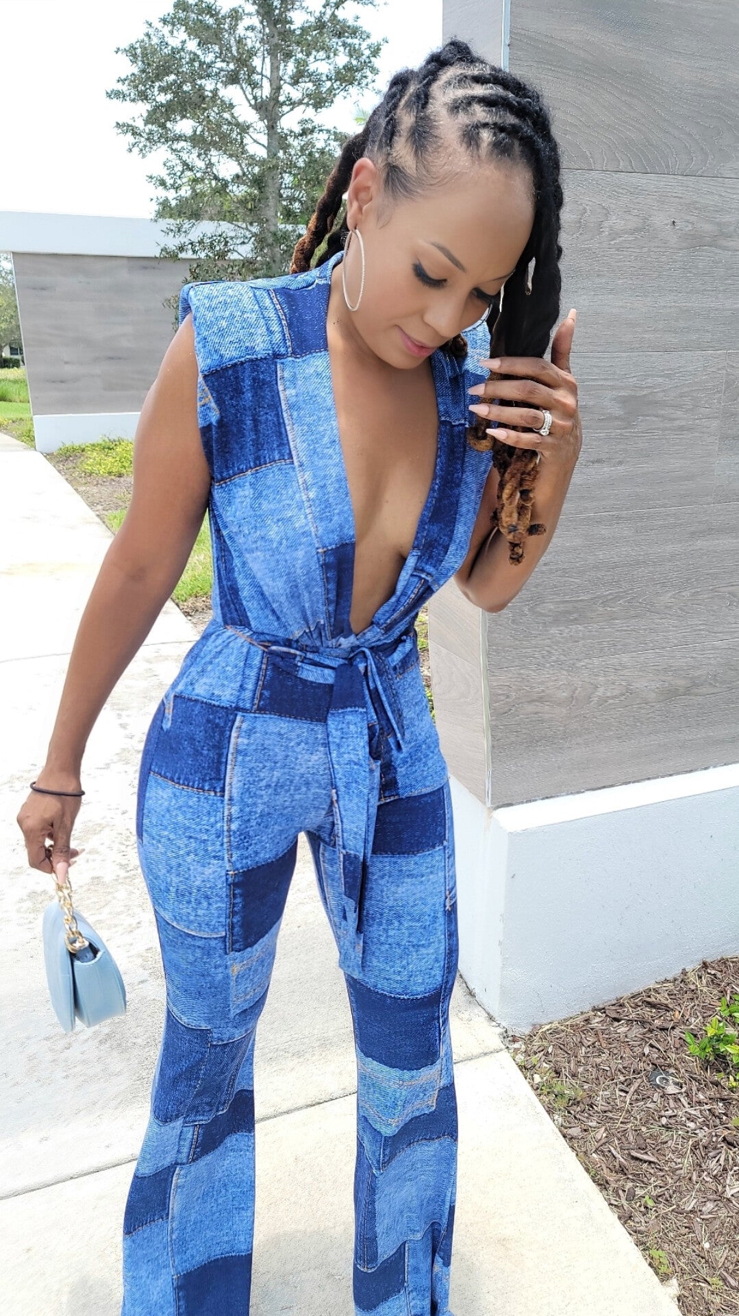 Denim on Denim Print Jumpsuit