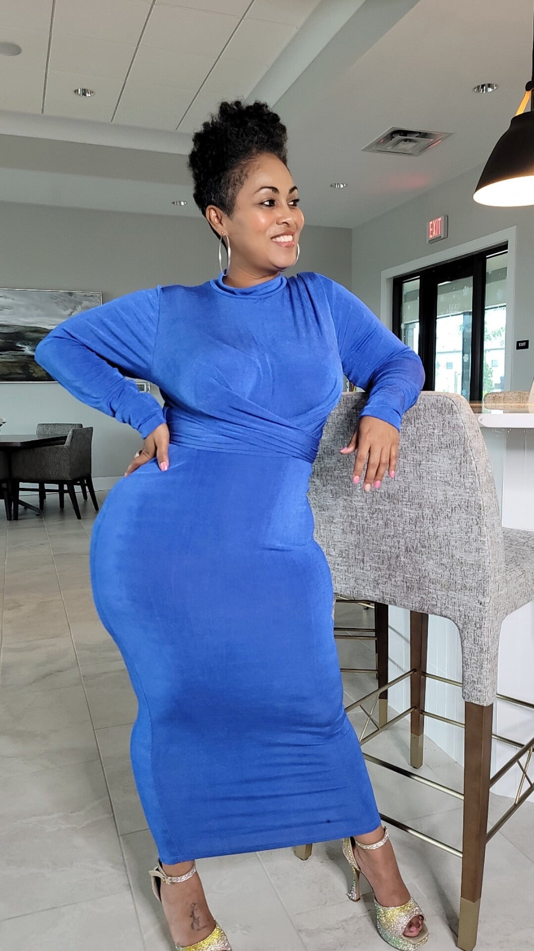 Hug me Tight Midi Dress (Blue)