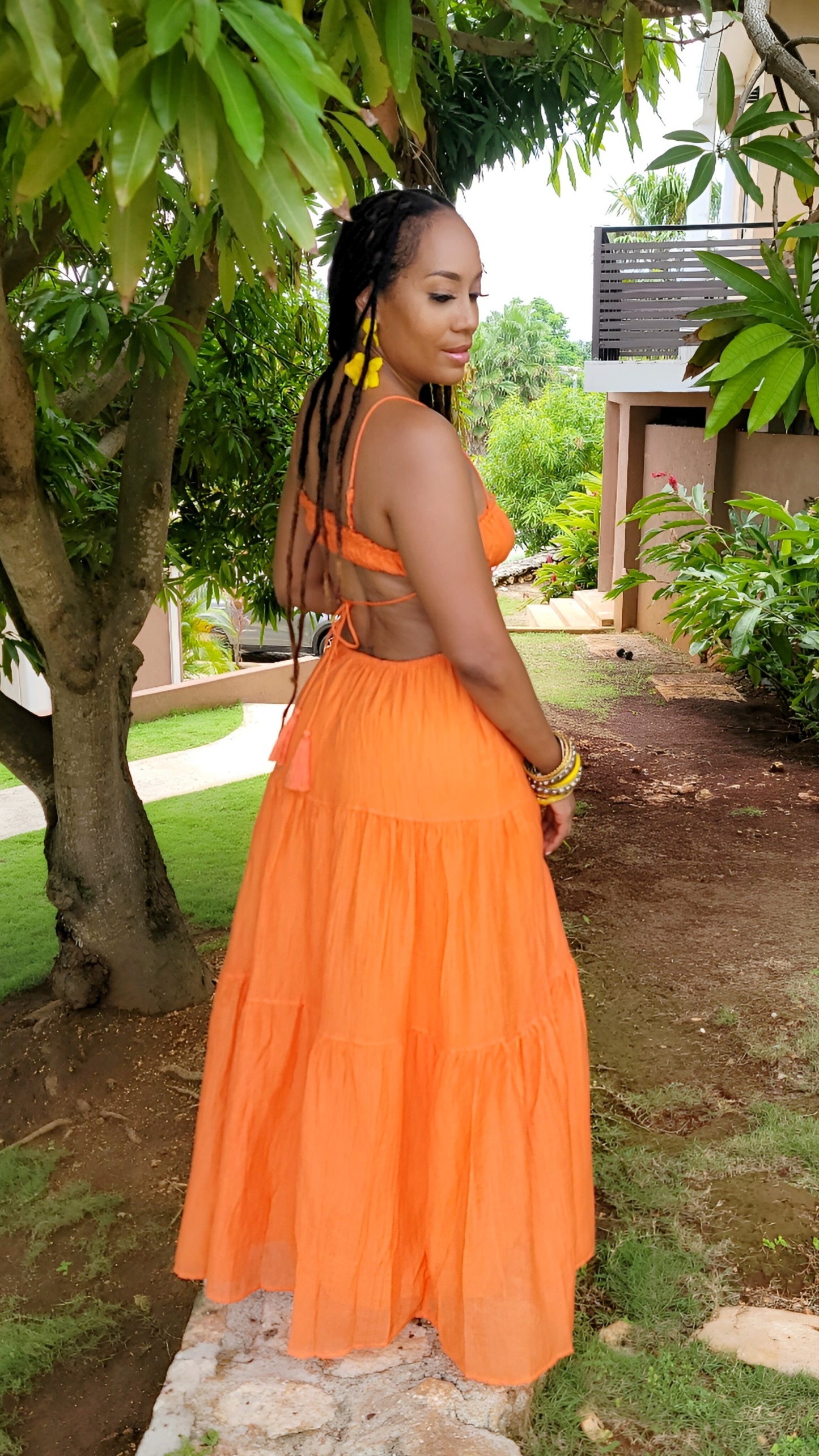 Muy Bonita Backless Maxi Dress | Orange