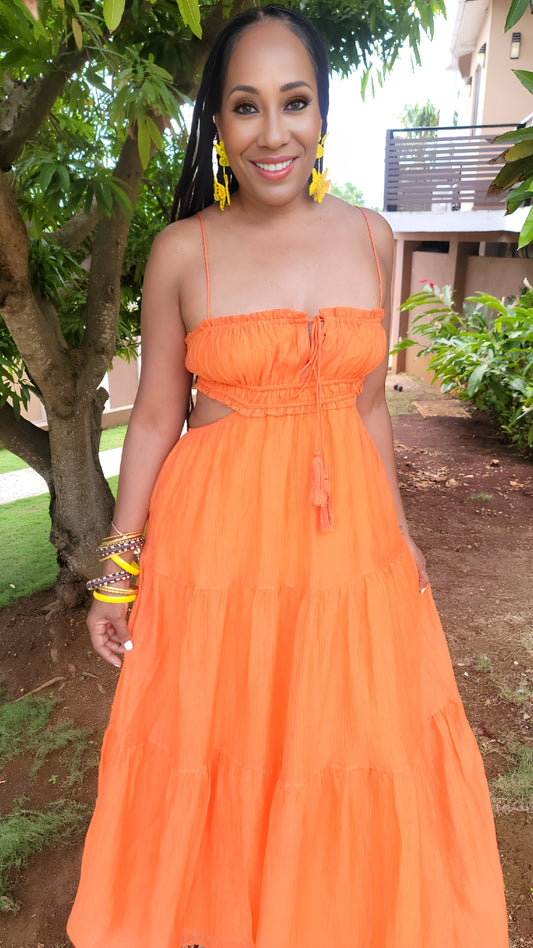 Muy Bonita Backless Maxi Dress | Orange