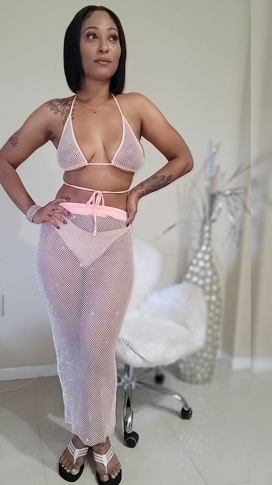 Diamond Princess Mesh Skirt Set | Pink