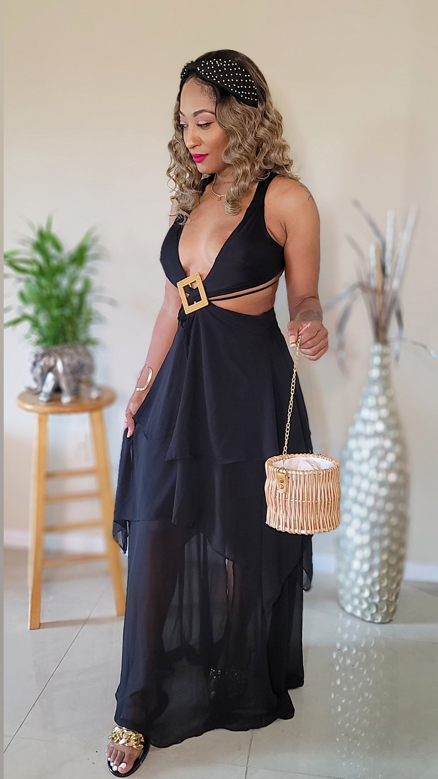 Goddess Flow Maxi Dress | Black