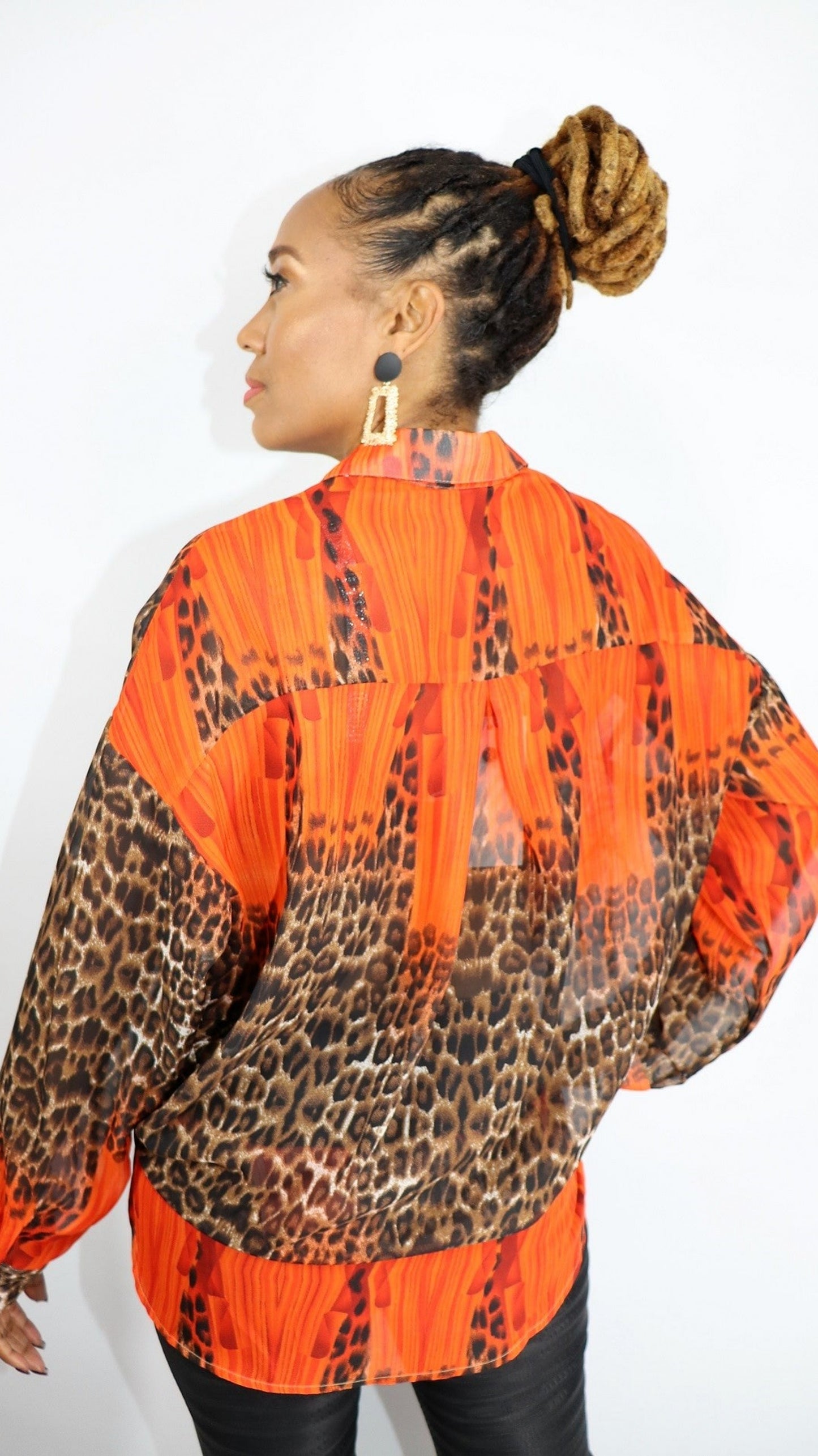 Wild Thoughts Leopard Blouse (Orange)