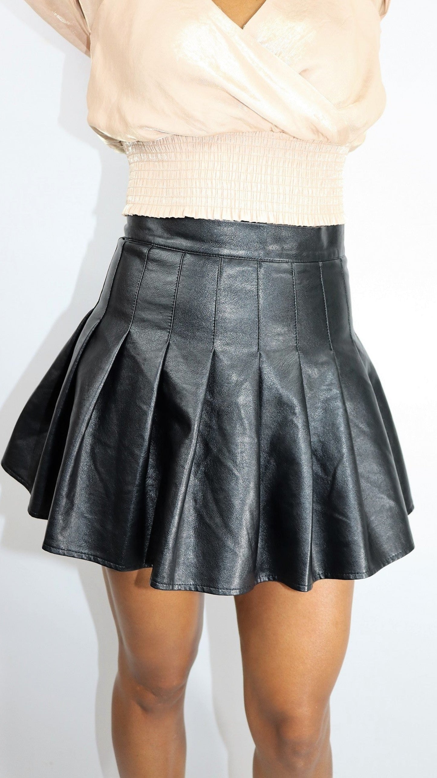 Cheer for me Faux Leather Tennis Skirt