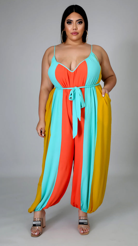 Ready for Spring Colorblock Jumpsuit Plus Size