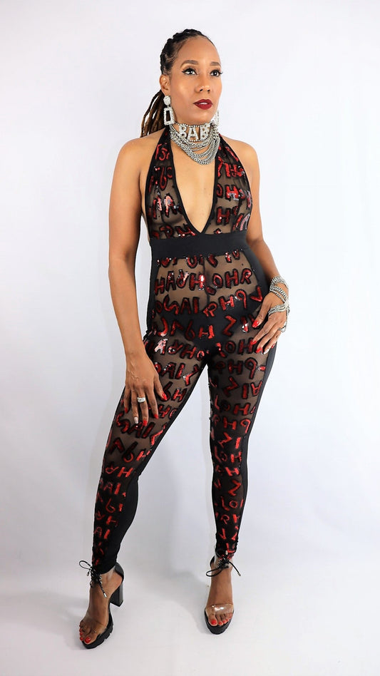 Alphabetical Sequins Jumpsuit