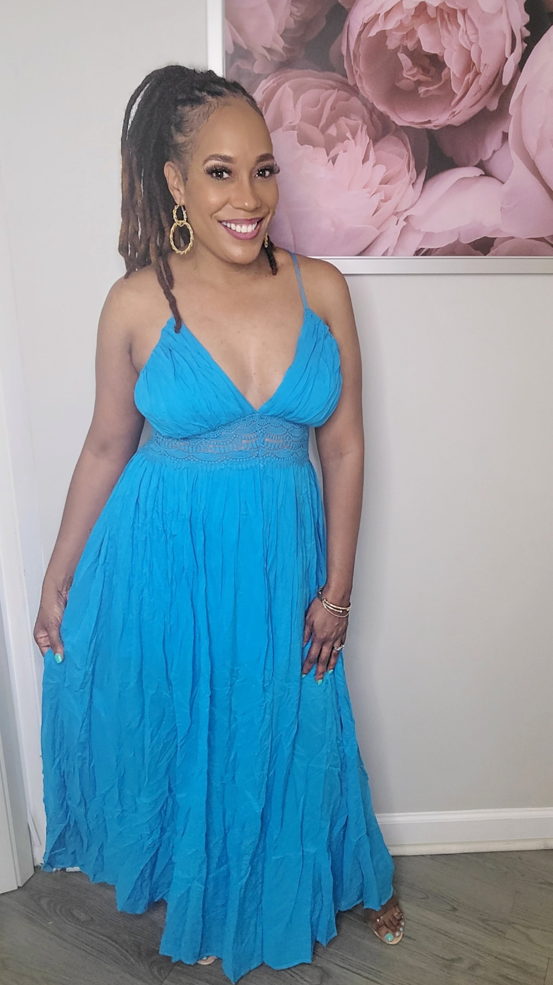 Sonia Pena 1230073 | Turquoise formal dress front split and rhinestones